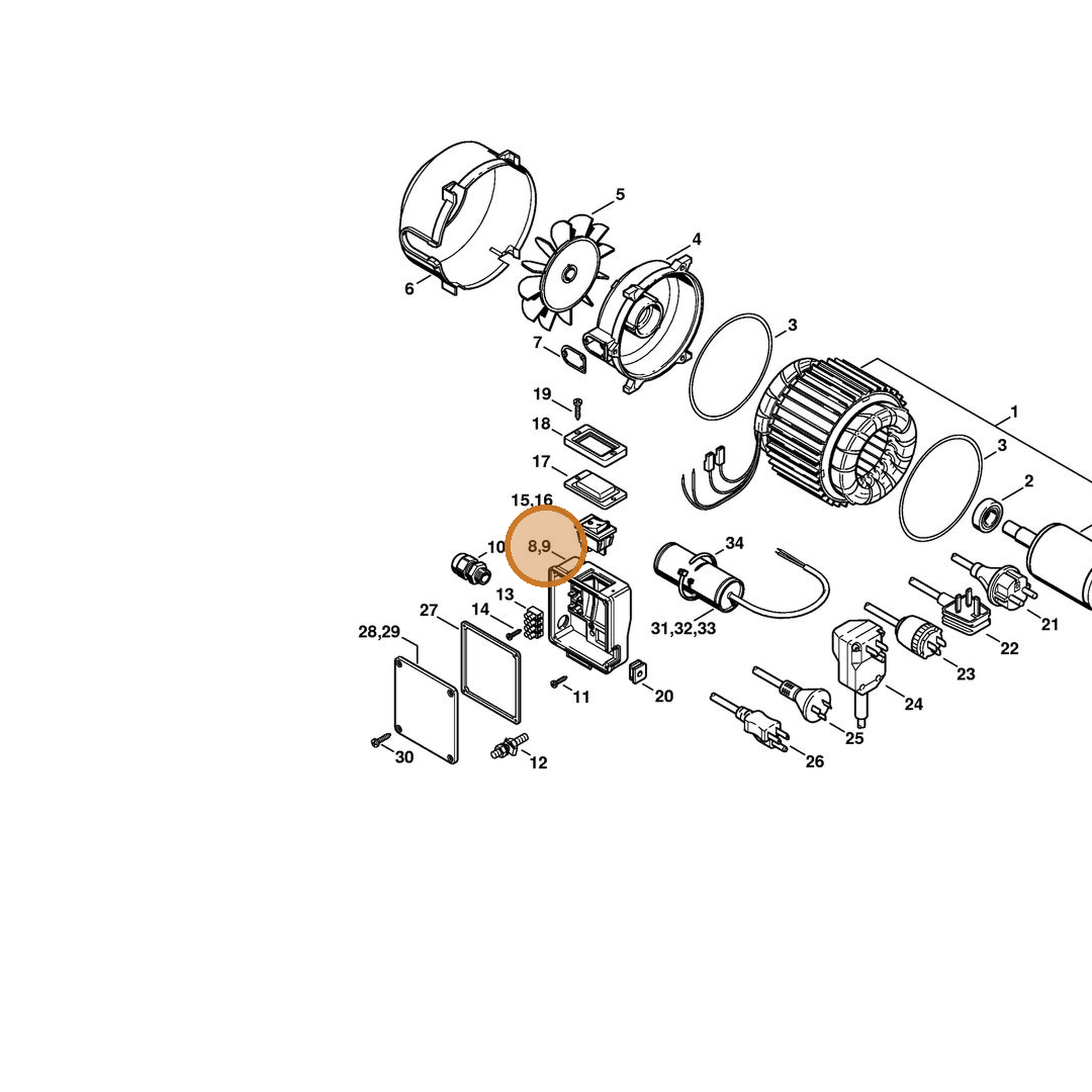 STIHL part 4719-432-1005 — IPL diagram snippet (6x zoom, amber highlight)