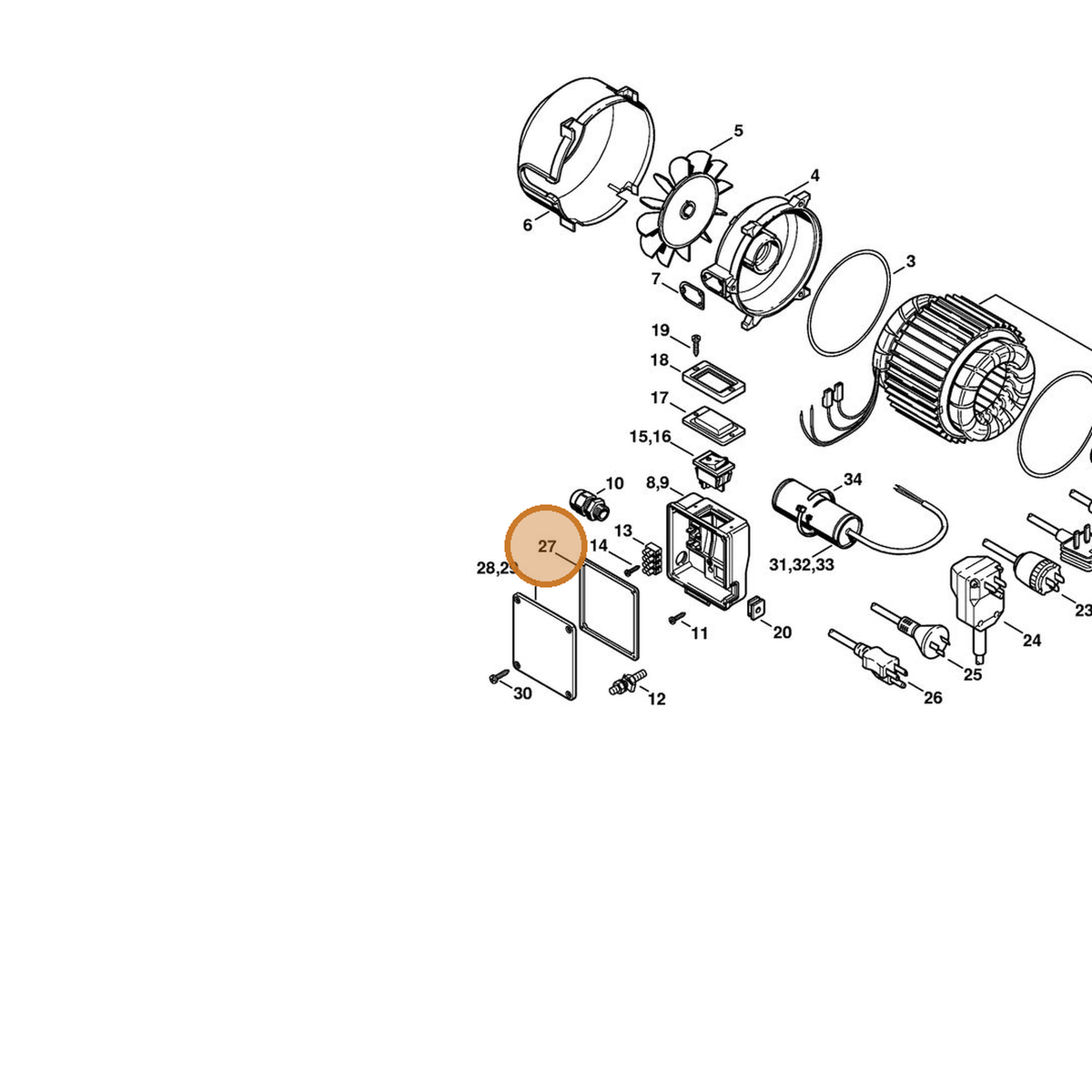 STIHL part 4719-439-0500 — IPL diagram snippet (6x zoom, amber highlight)