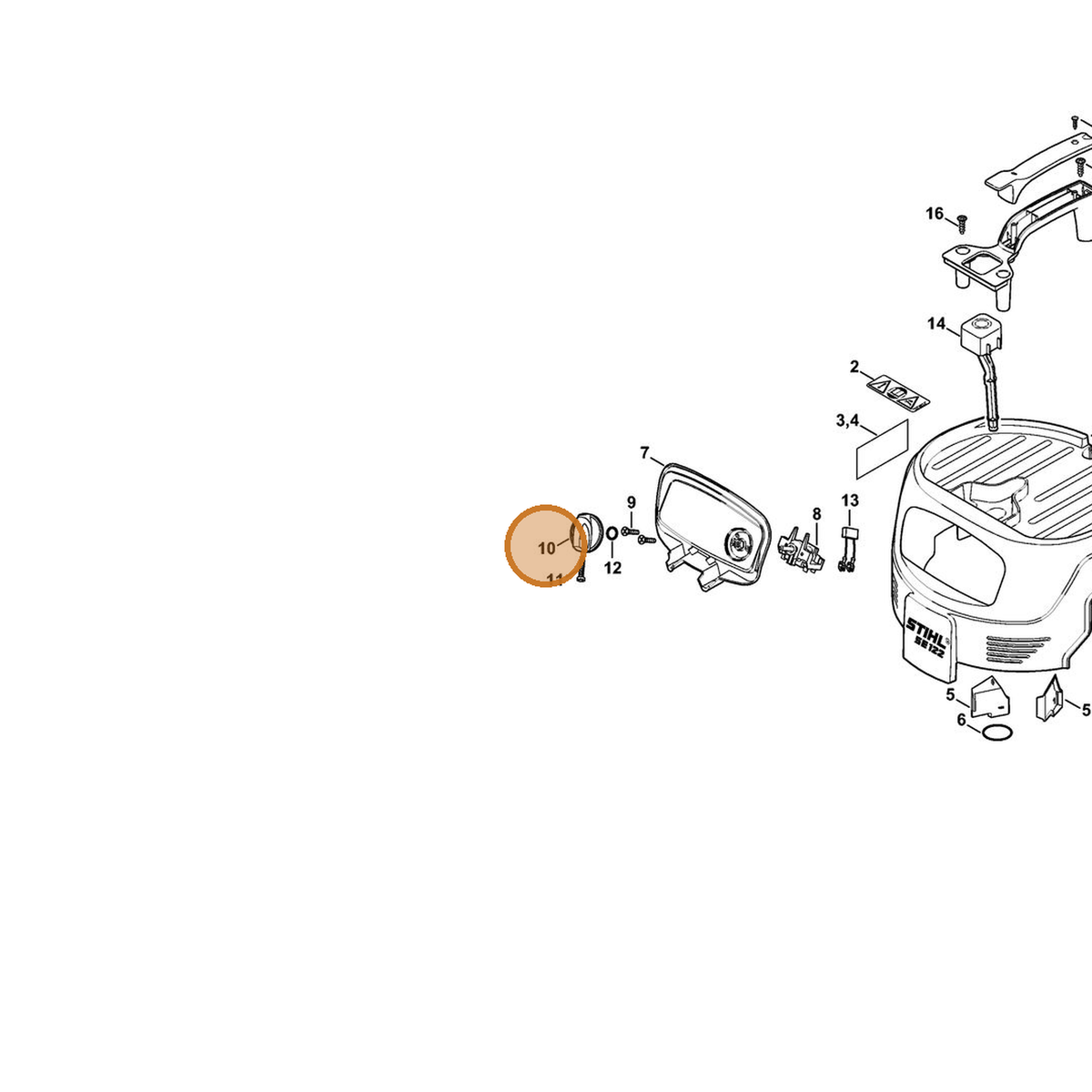 STIHL part 4742-430-2900 — IPL diagram snippet (6x zoom, amber highlight)