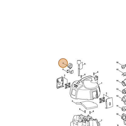 STIHL part 4758-430-0500 — IPL diagram snippet (6x zoom, amber highlight)