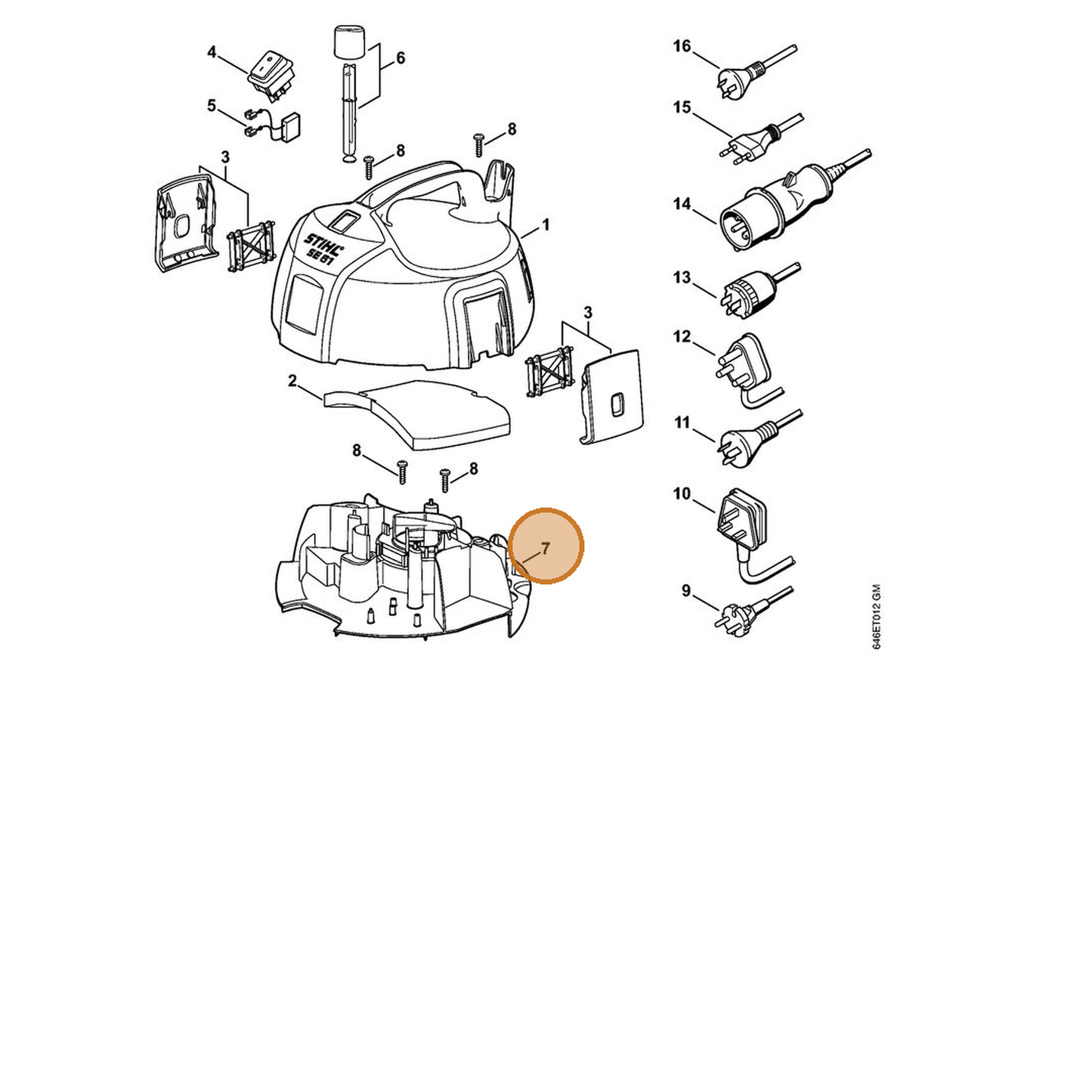 STIHL part 4758-602-1200 — IPL diagram snippet (6x zoom, amber highlight)
