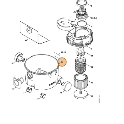 STIHL part 4758-700-0800 — IPL diagram snippet (6x zoom, amber highlight)