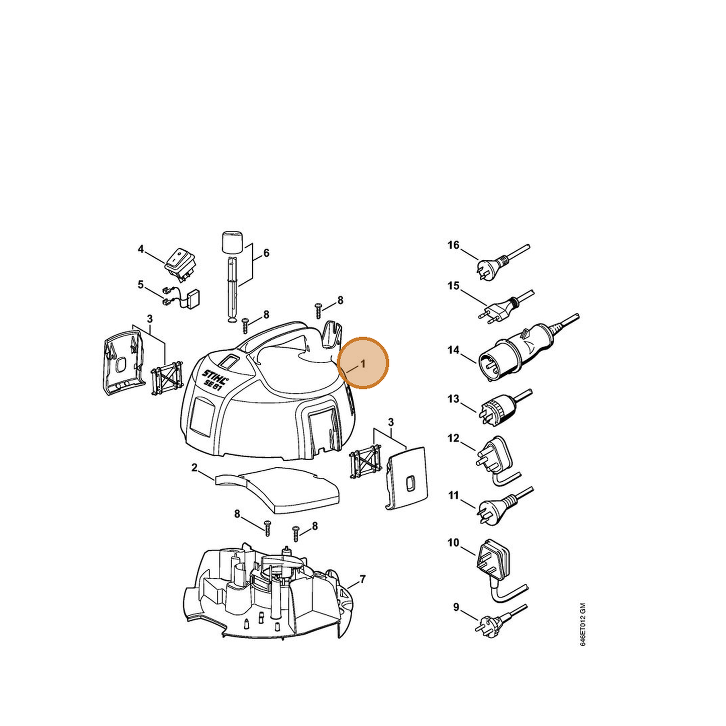 STIHL part 4758-700-2100 — IPL diagram snippet (6x zoom, amber highlight)