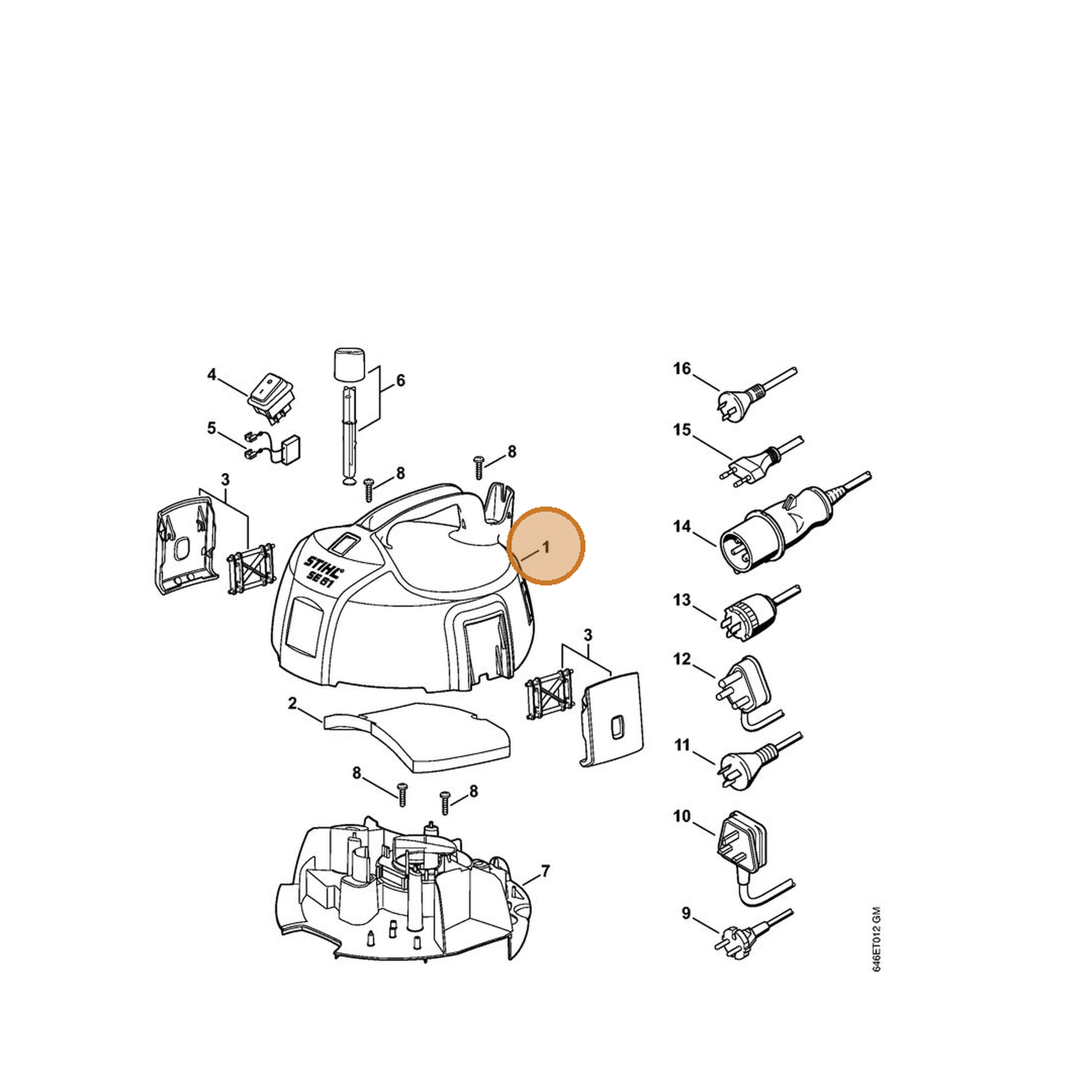 STIHL part 4758-700-2100 — IPL diagram snippet (6x zoom, amber highlight)