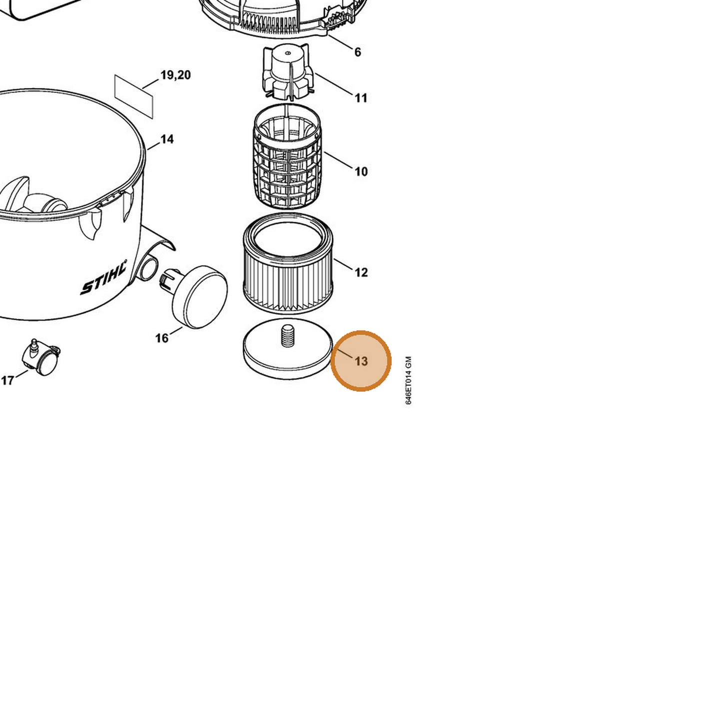 STIHL part 4758-703-0700 — IPL diagram snippet (6x zoom, amber highlight)