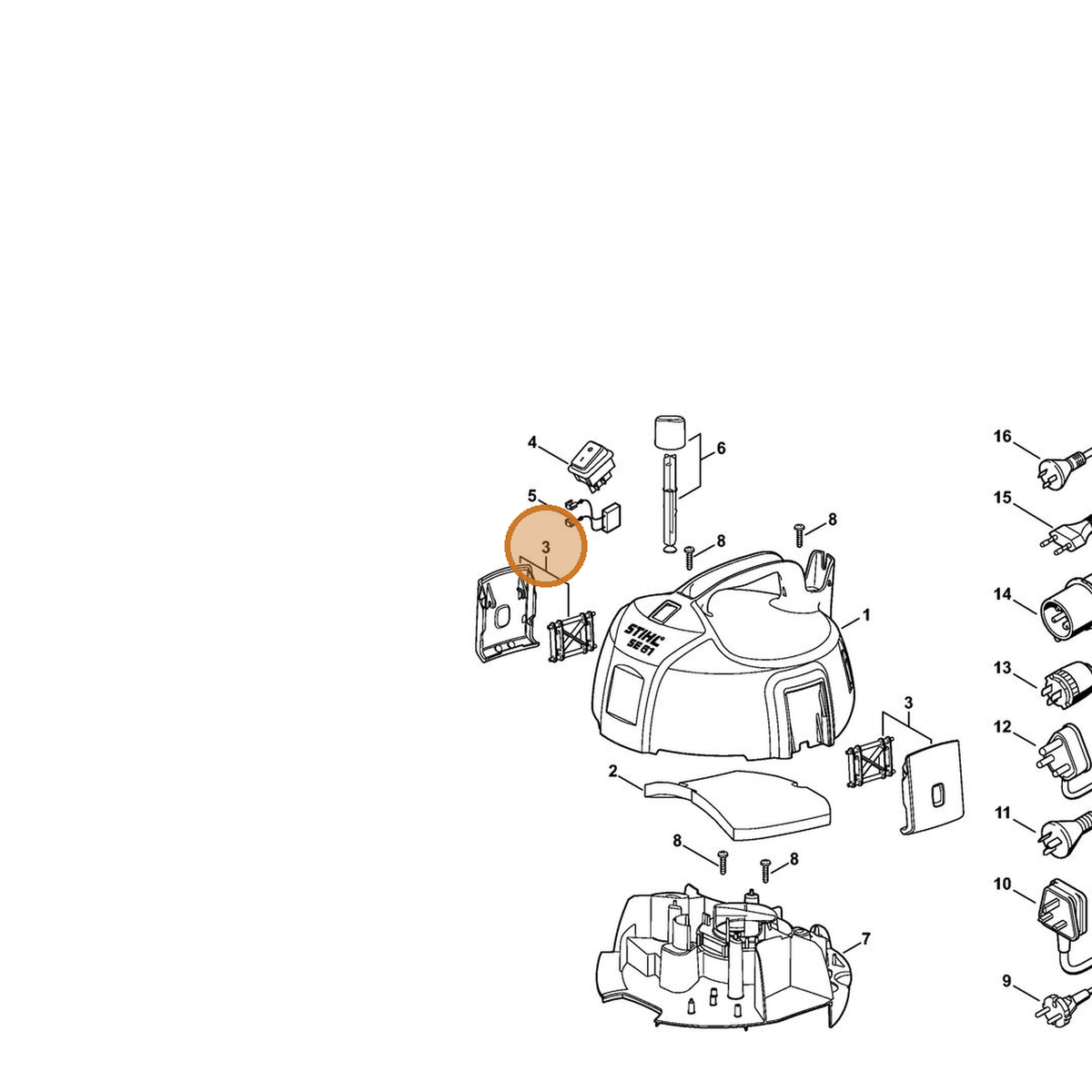 STIHL part 4758-706-1800 — IPL diagram snippet (6x zoom, amber highlight)