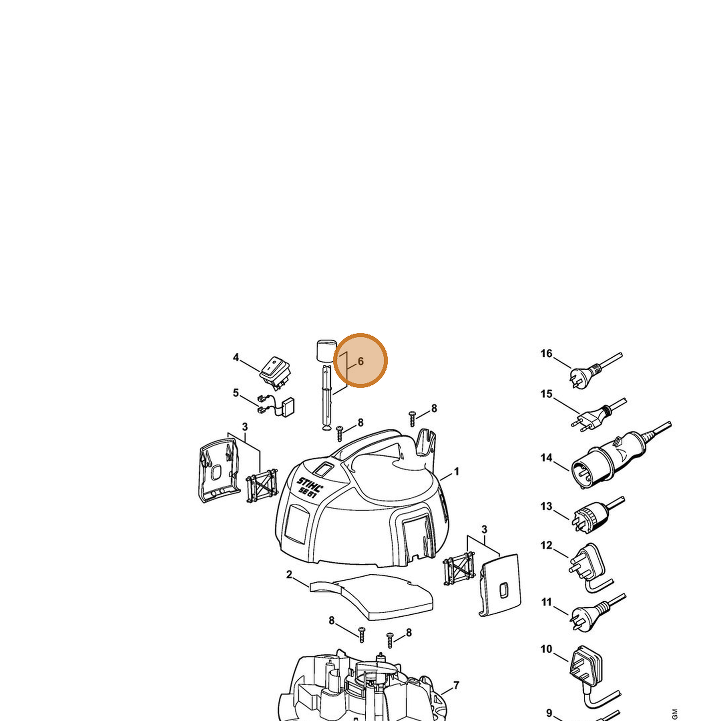 STIHL part 4758-760-8400 — IPL diagram snippet (6x zoom, amber highlight)