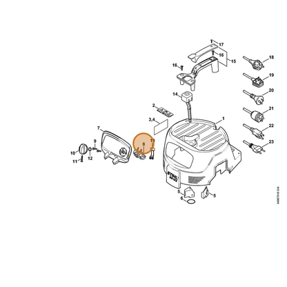 STIHL part 4774-430-0500 — IPL diagram snippet (6x zoom, amber highlight)
