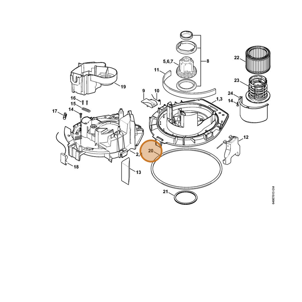 STIHL part 4774-709-2000 — IPL diagram snippet (6x zoom, amber highlight)