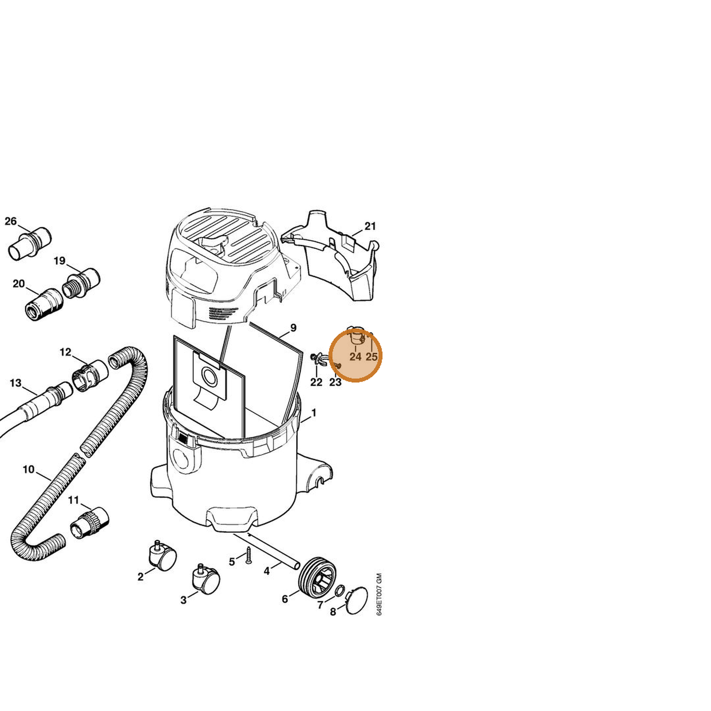 STIHL part 4774-790-5401 — IPL diagram snippet (6x zoom, amber highlight)