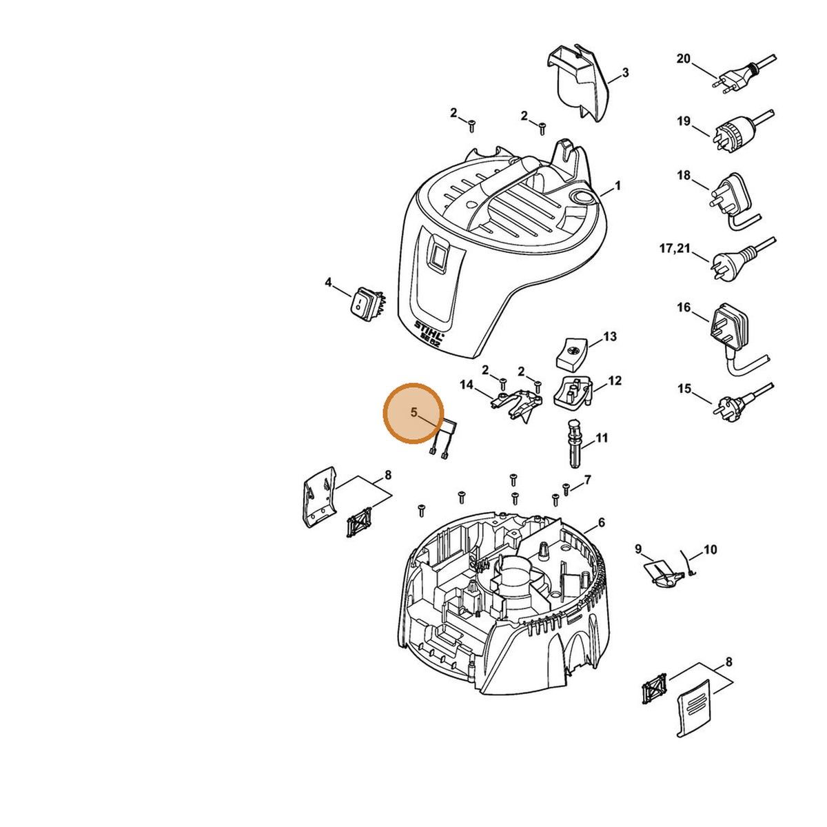 STIHL part 4784-605-1200 — IPL diagram snippet (6x zoom, amber highlight)