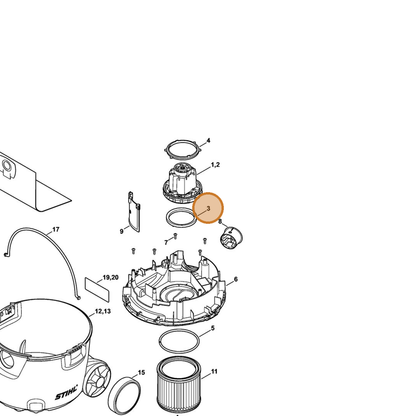 STIHL part 4784-609-0201 — IPL diagram snippet (6x zoom, amber highlight)