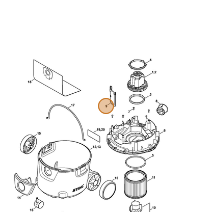 STIHL part 4784-702-2800 — IPL diagram snippet (6x zoom, amber highlight)