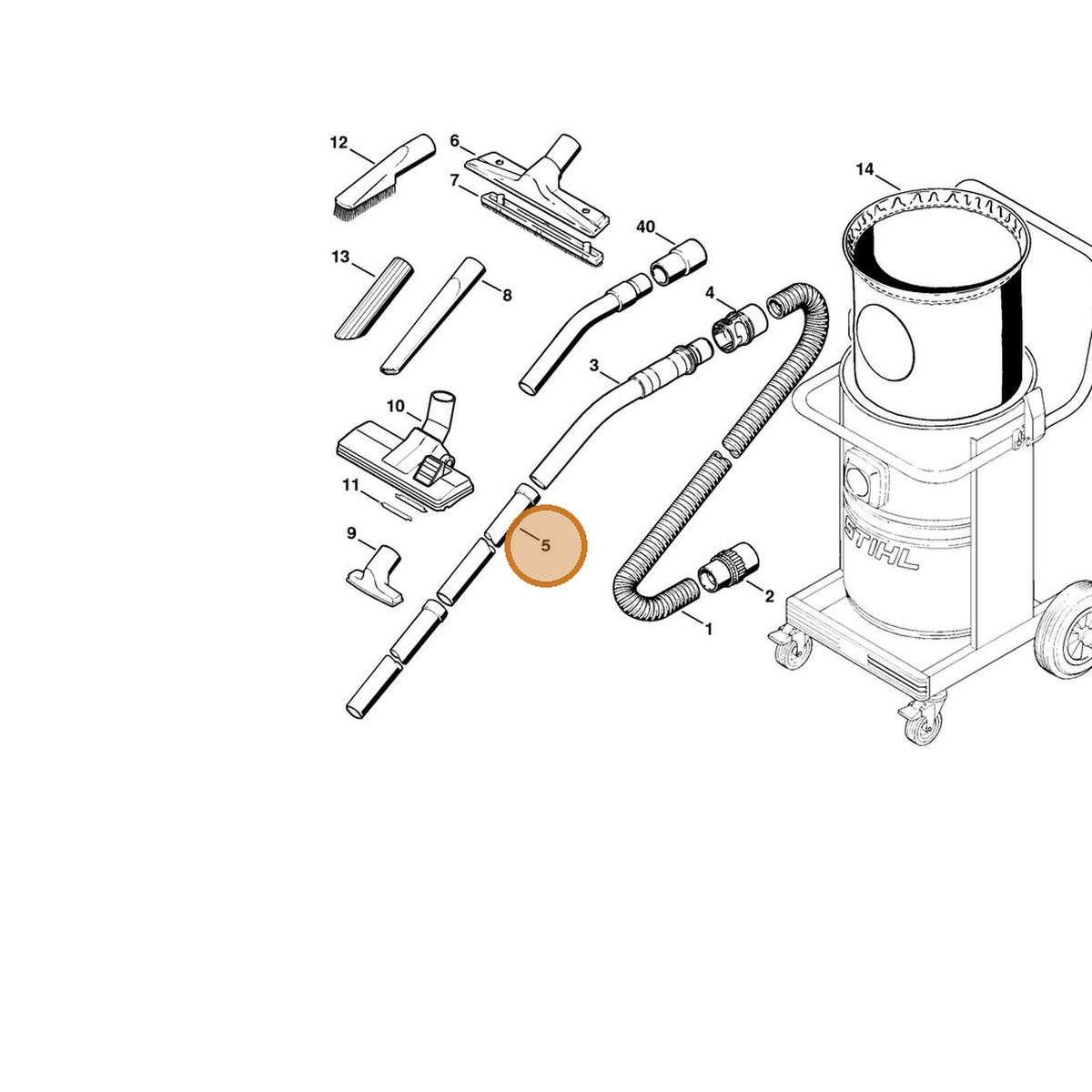 STIHL part 4786-503-1600 — IPL diagram snippet (6x zoom, amber highlight)