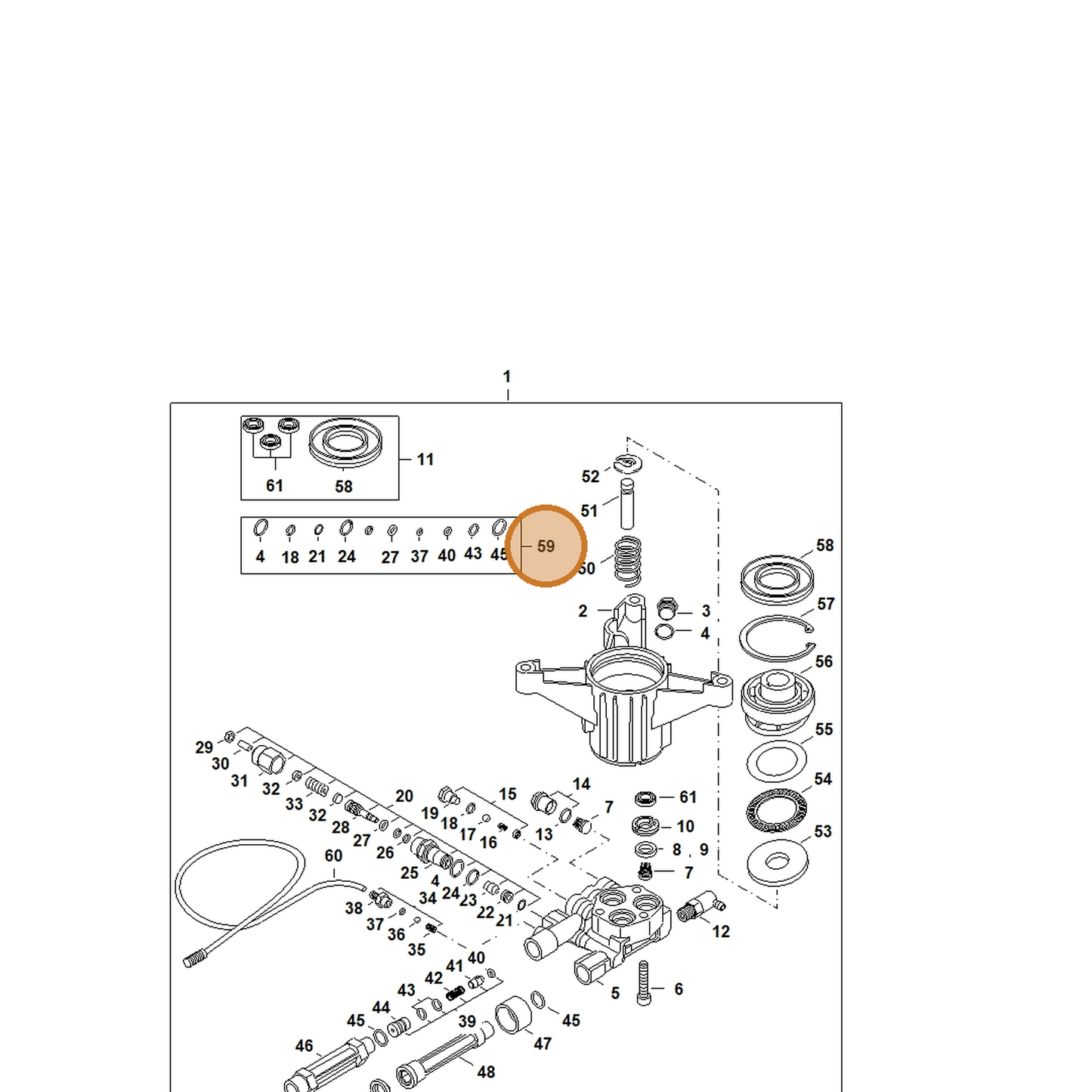 STIHL part 4789-007-1601 — IPL diagram snippet (6x zoom, amber highlight)