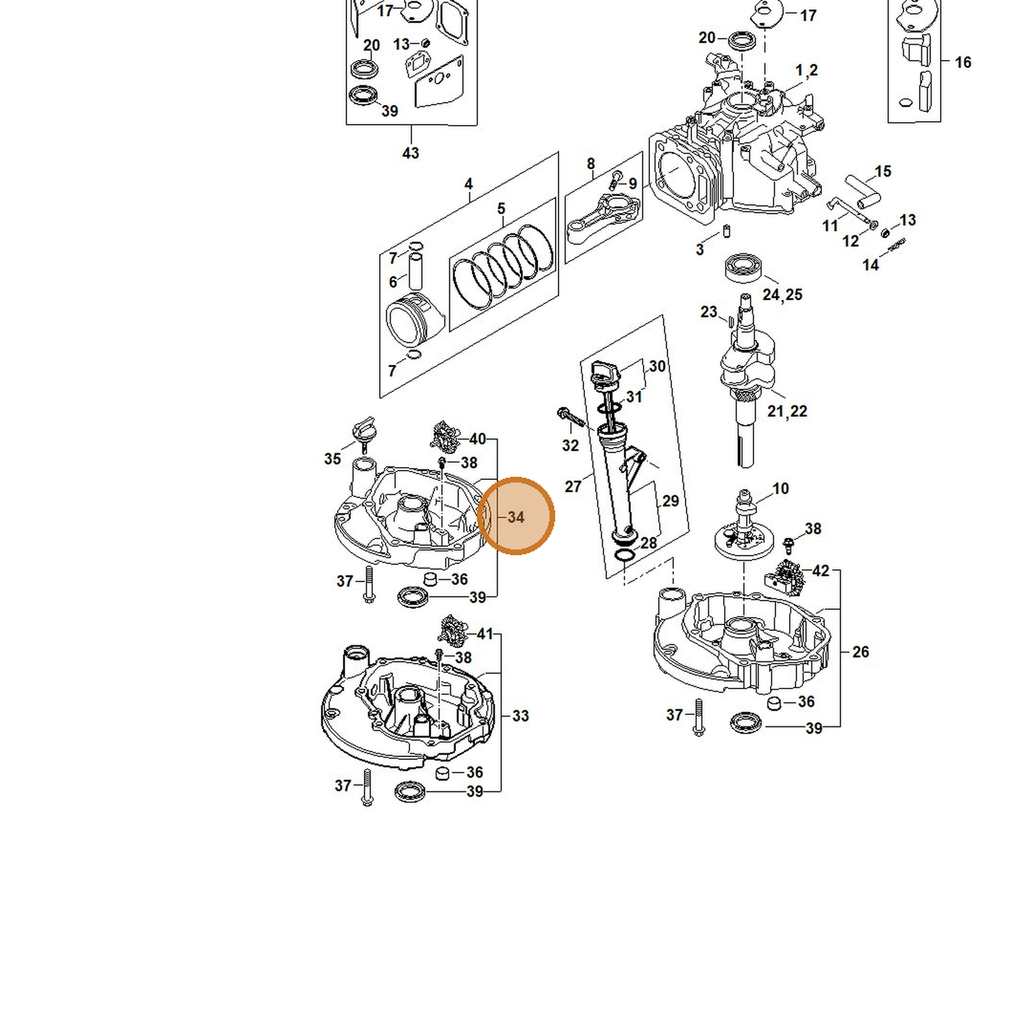 STIHL part 4789-020-1100 — IPL diagram snippet (6x zoom, amber highlight)