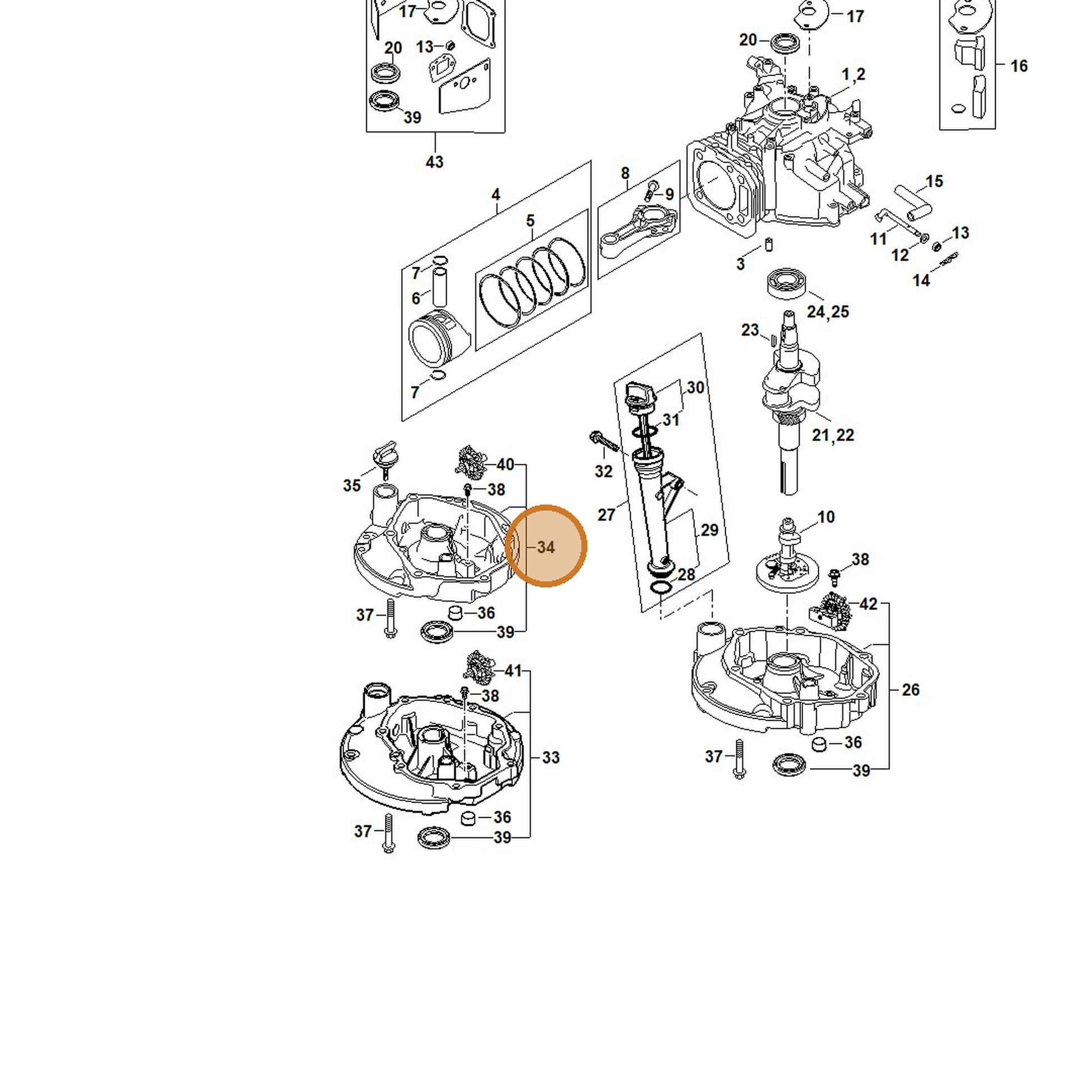 STIHL part 4789-020-1100 — IPL diagram snippet (6x zoom, amber highlight)