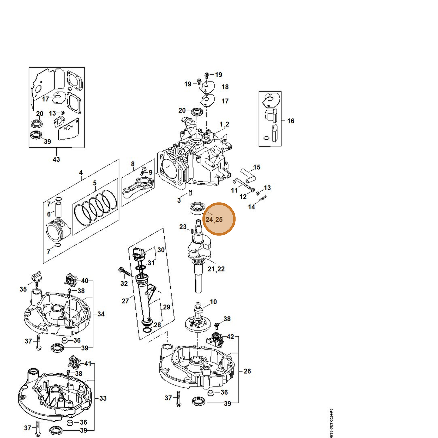 STIHL part 4789-021-3600 — IPL diagram snippet (6x zoom, amber highlight)