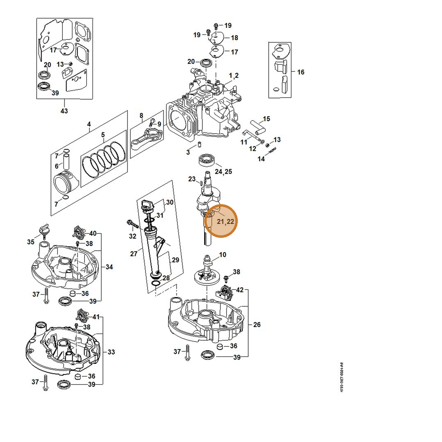 STIHL part 4789-030-0401 — IPL diagram snippet (6x zoom, amber highlight)