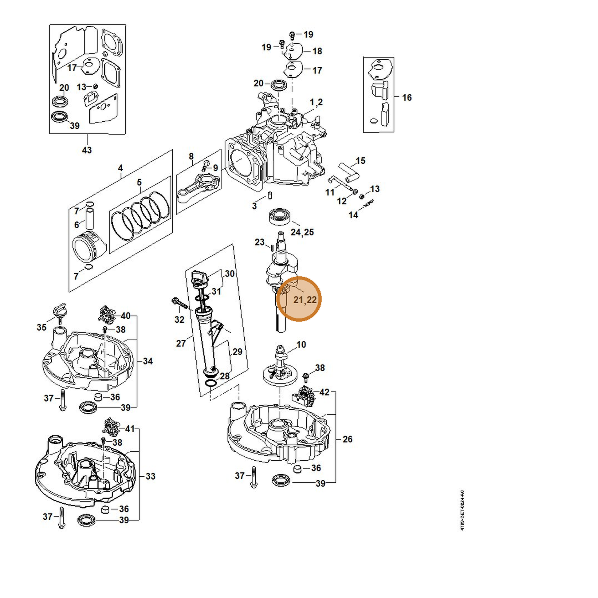 STIHL part 4789-030-0401 — IPL diagram snippet (6x zoom, amber highlight)