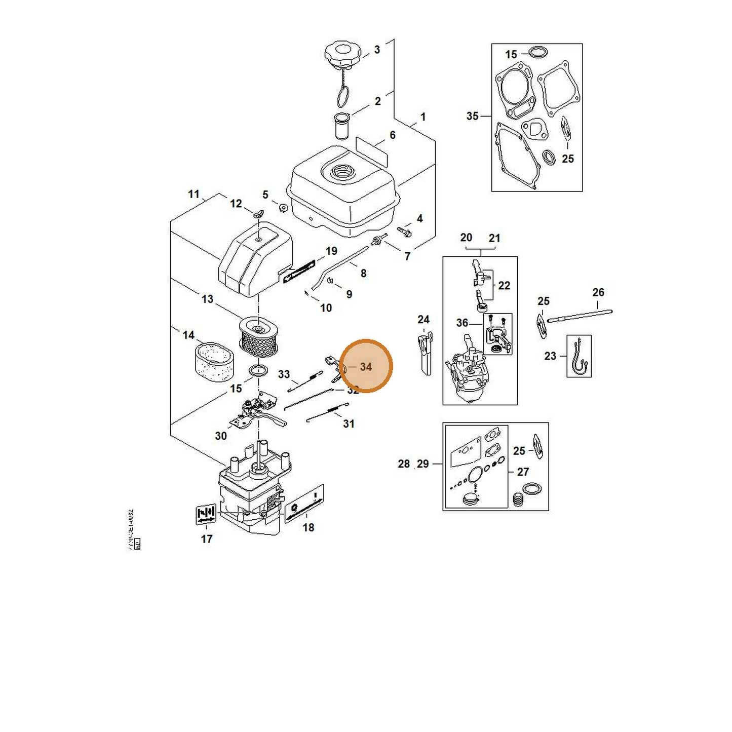 STIHL part 4789-104-0600 — IPL diagram snippet (6x zoom, amber highlight)