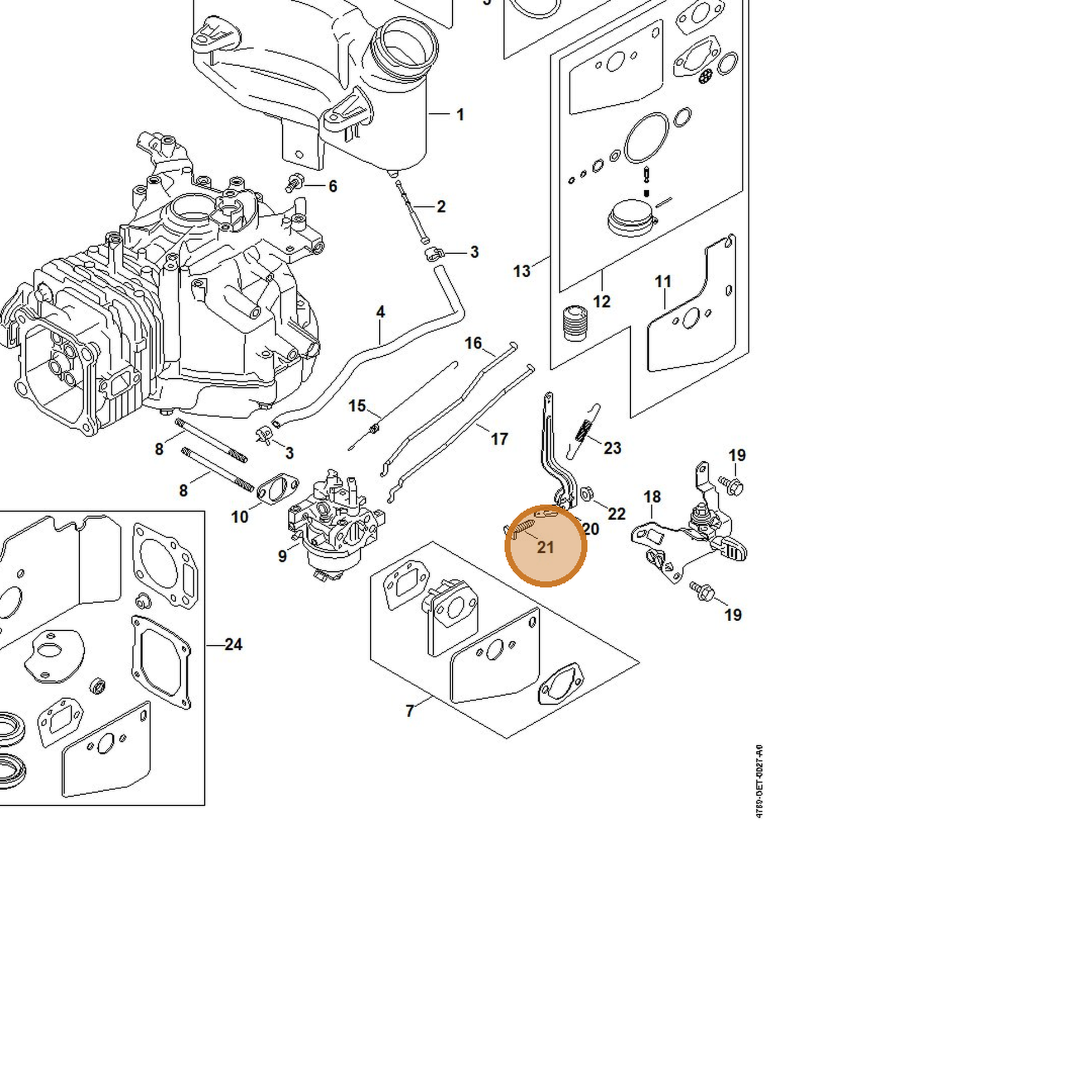 STIHL part 4789-104-2200 — IPL diagram snippet (6x zoom, amber highlight)