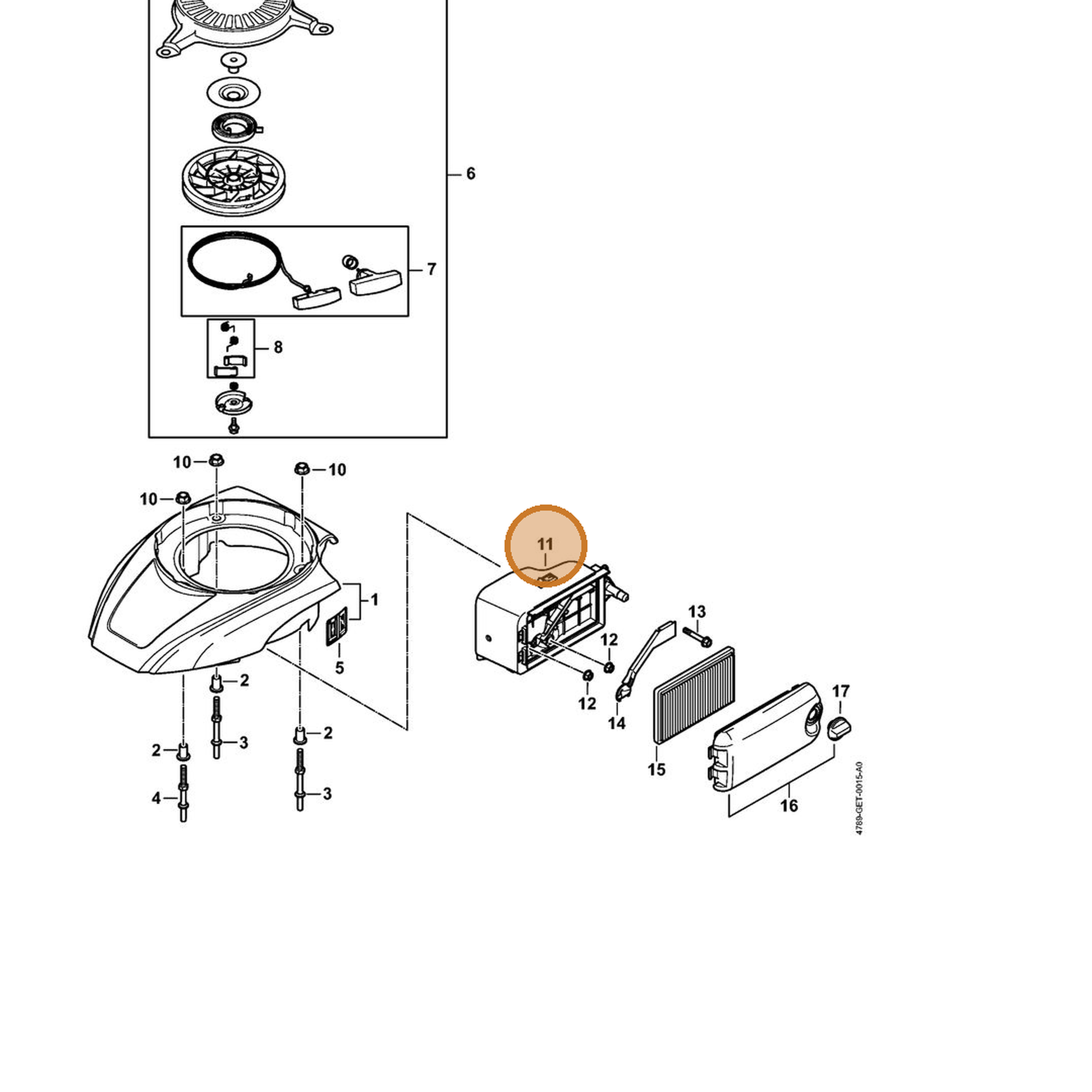 STIHL part 4789-120-2700 — IPL diagram snippet (6x zoom, amber highlight)