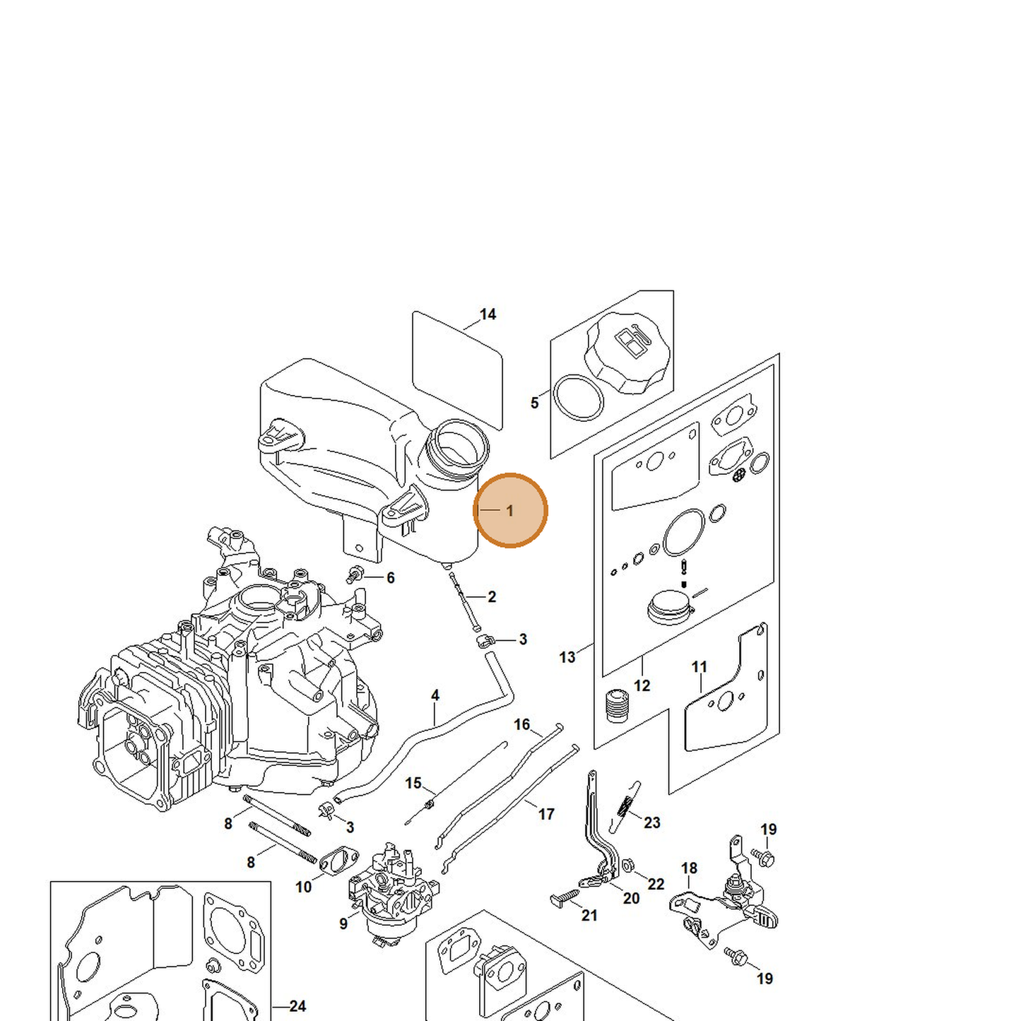 STIHL part 4789-350-0800 — IPL diagram snippet (6x zoom, amber highlight)