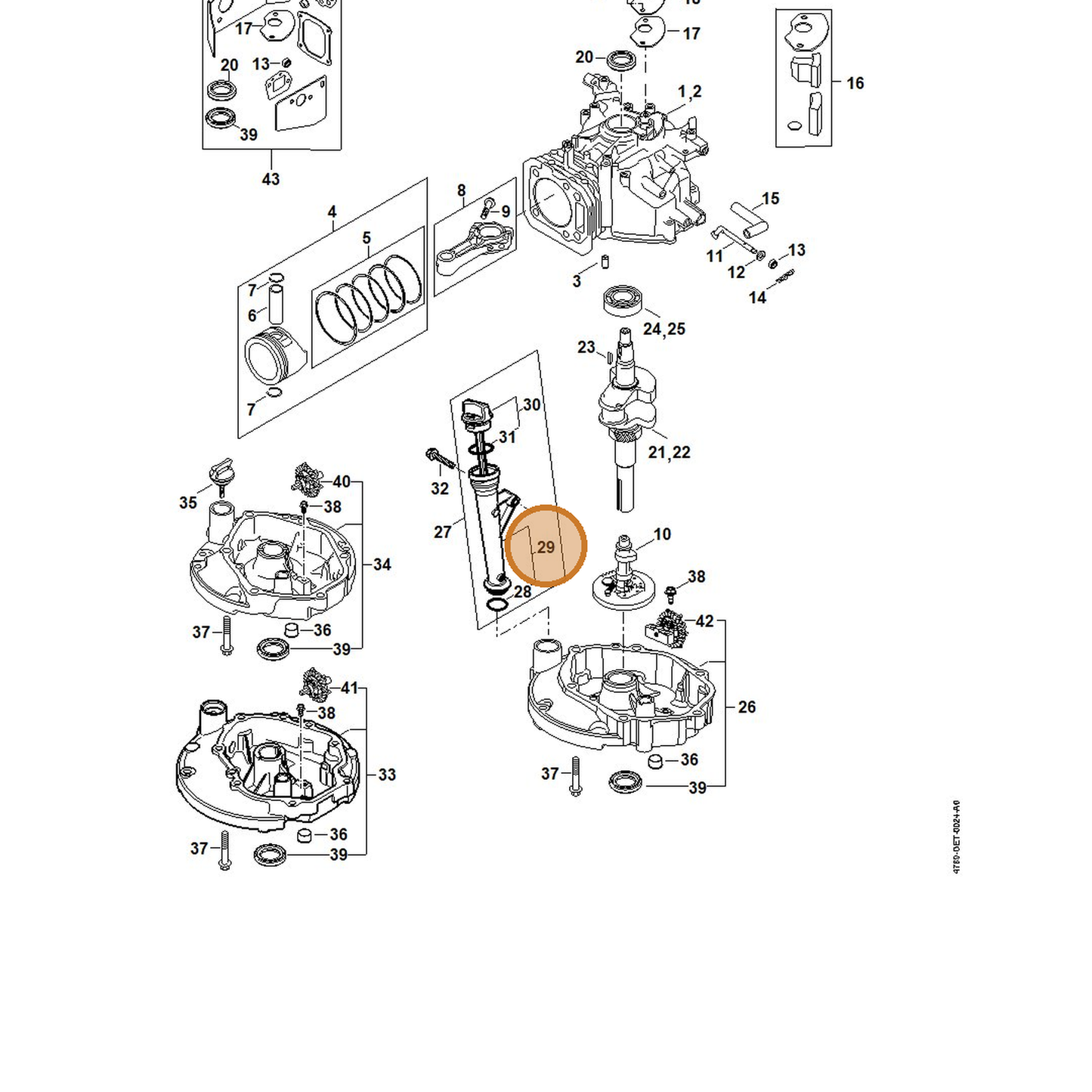 STIHL part 4789-350-1701 — IPL diagram snippet (6x zoom, amber highlight)