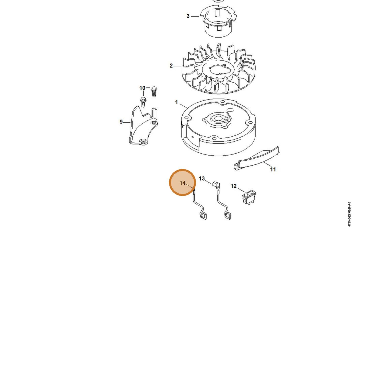 STIHL part 4789-440-1100 — IPL diagram snippet (6x zoom, amber highlight)
