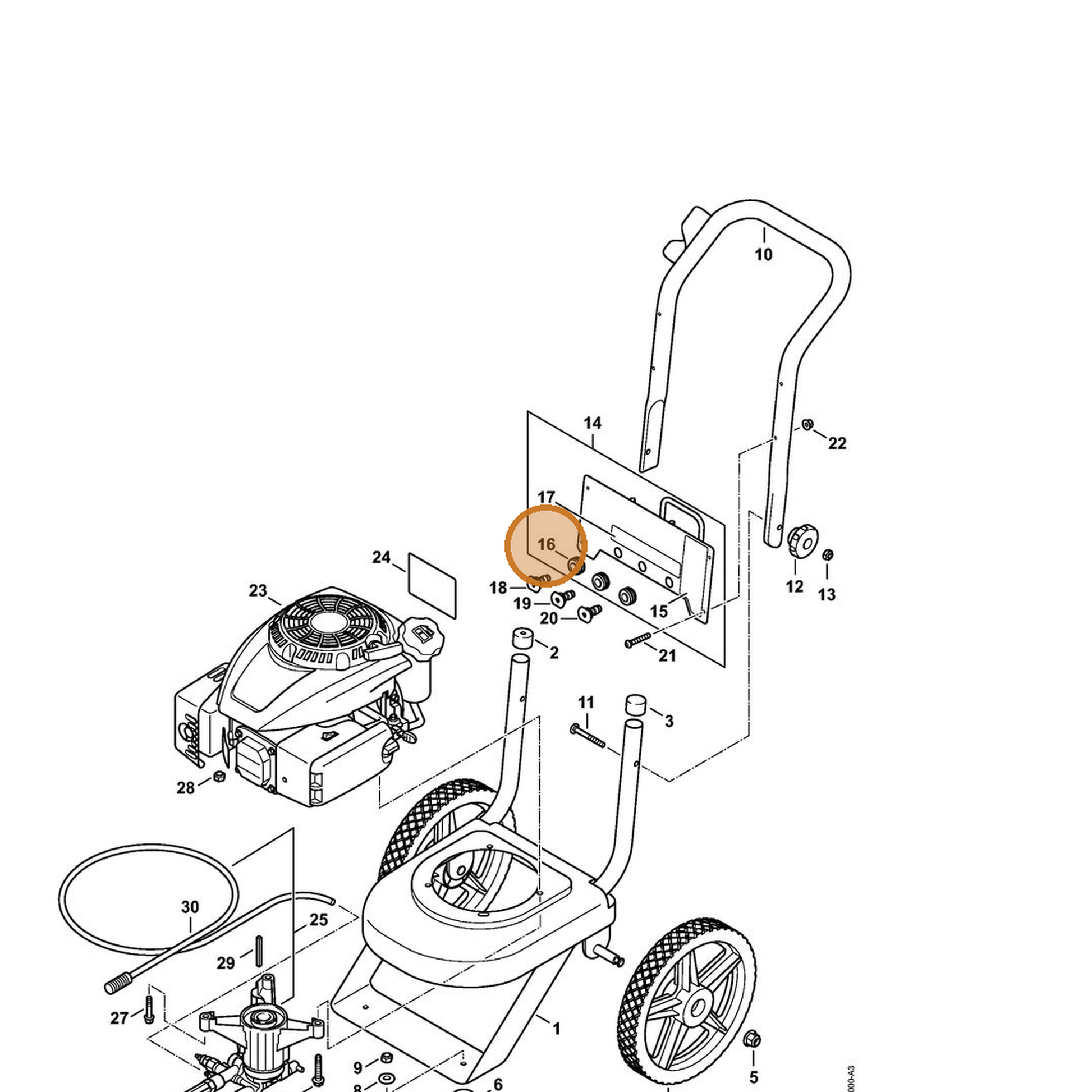 STIHL part 4789-505-0200 — IPL diagram snippet (6x zoom, amber highlight)