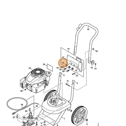 STIHL part 4789-505-0200 — IPL diagram snippet (6x zoom, amber highlight)