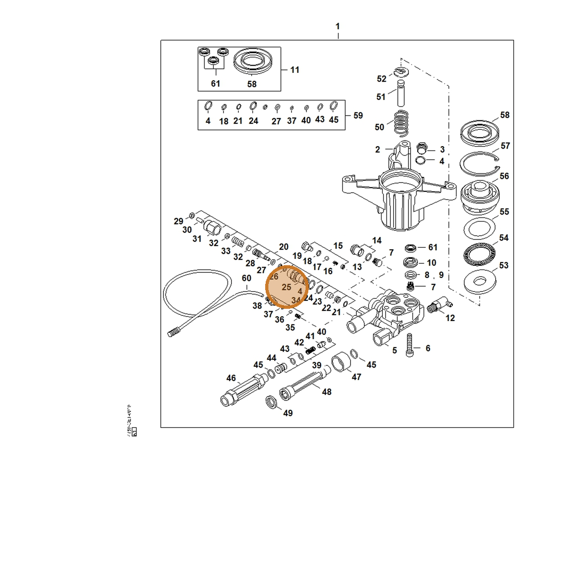 STIHL part 4789-511-0100 — IPL diagram snippet (6x zoom, amber highlight)