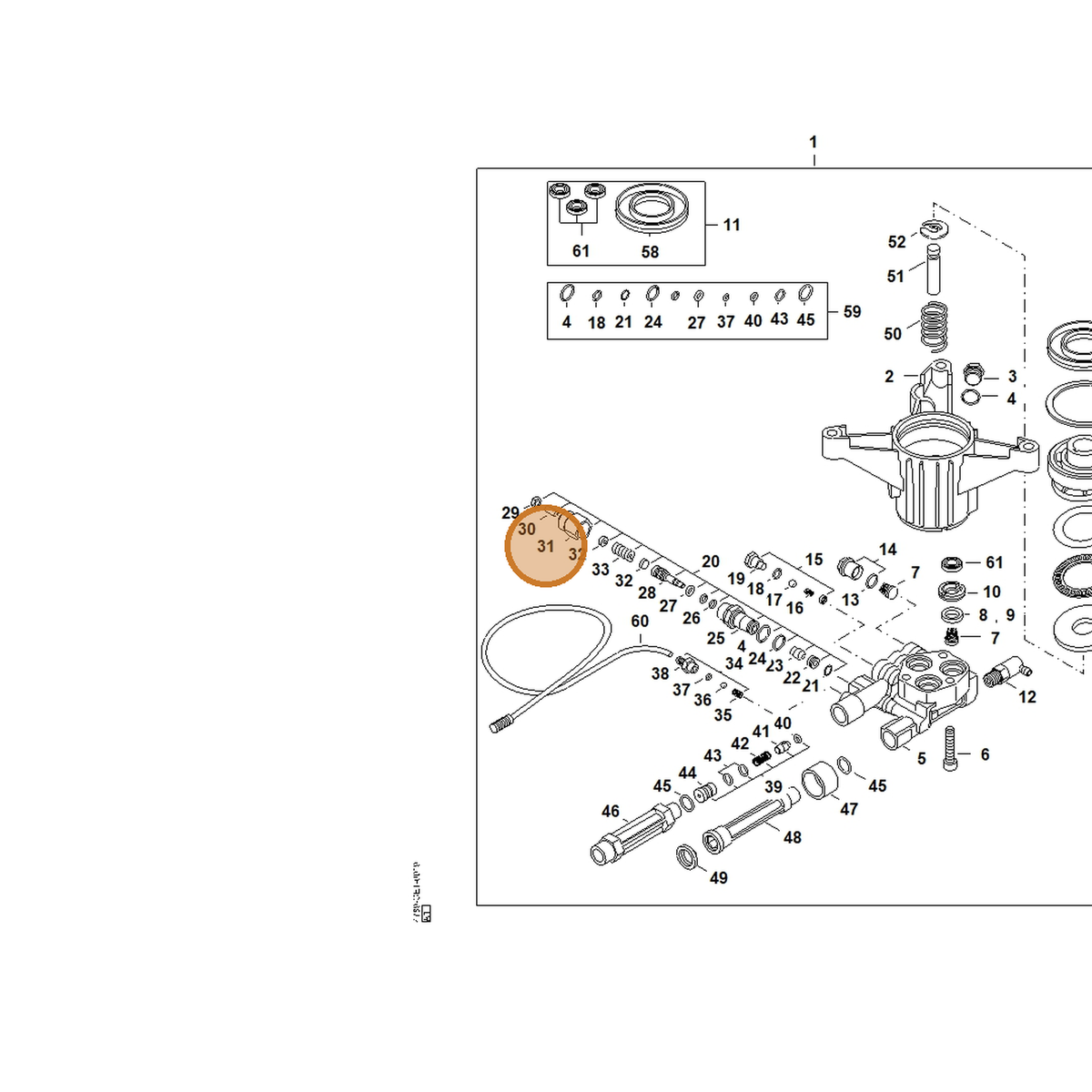 STIHL part 4789-512-3000 — IPL diagram snippet (6x zoom, amber highlight)