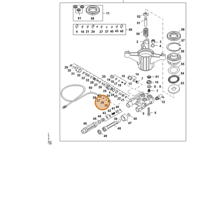 STIHL part 4789-518-1600 — IPL diagram snippet (6x zoom, amber highlight)