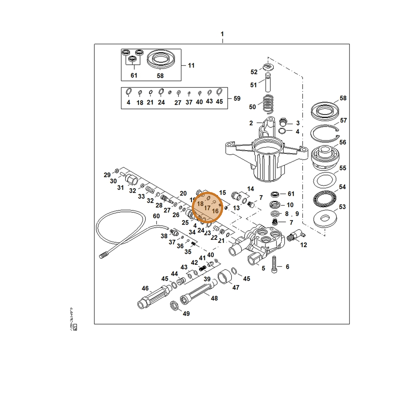 STIHL part 4789-518-1601 — IPL diagram snippet (6x zoom, amber highlight)