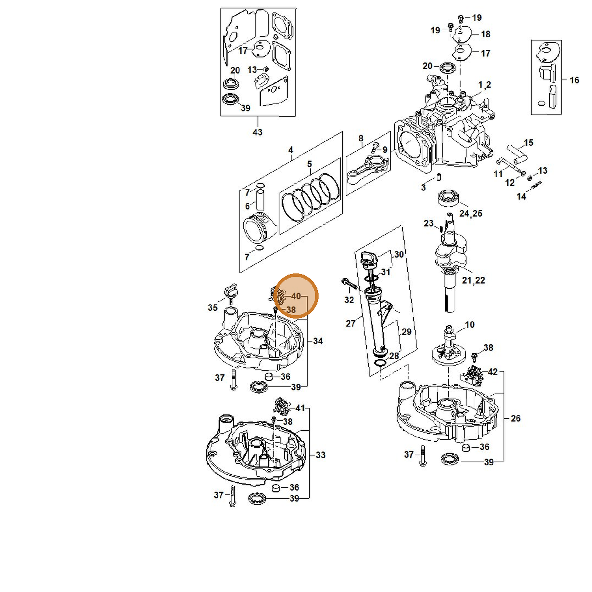 STIHL part 4789-642-0100 — IPL diagram snippet (6x zoom, amber highlight)