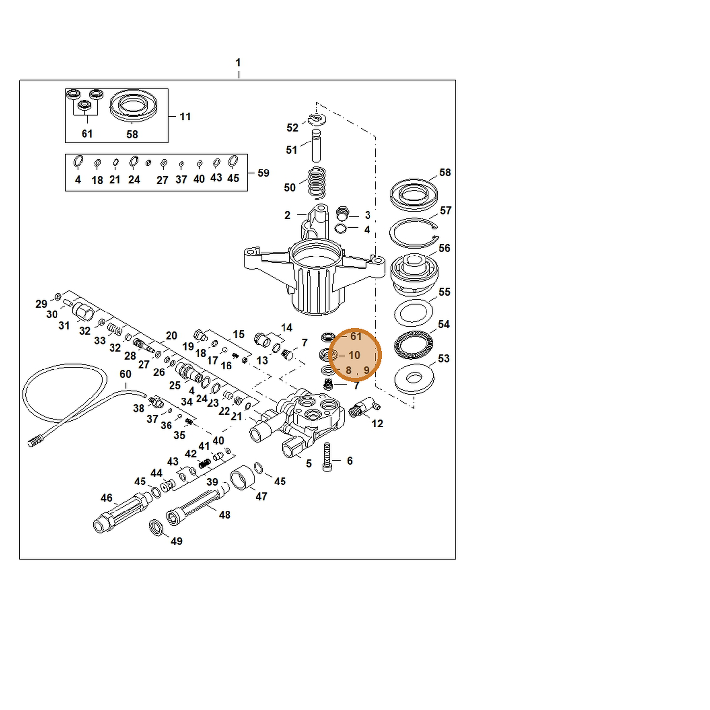 STIHL part 4789-705-0600 — IPL diagram snippet (6x zoom, amber highlight)