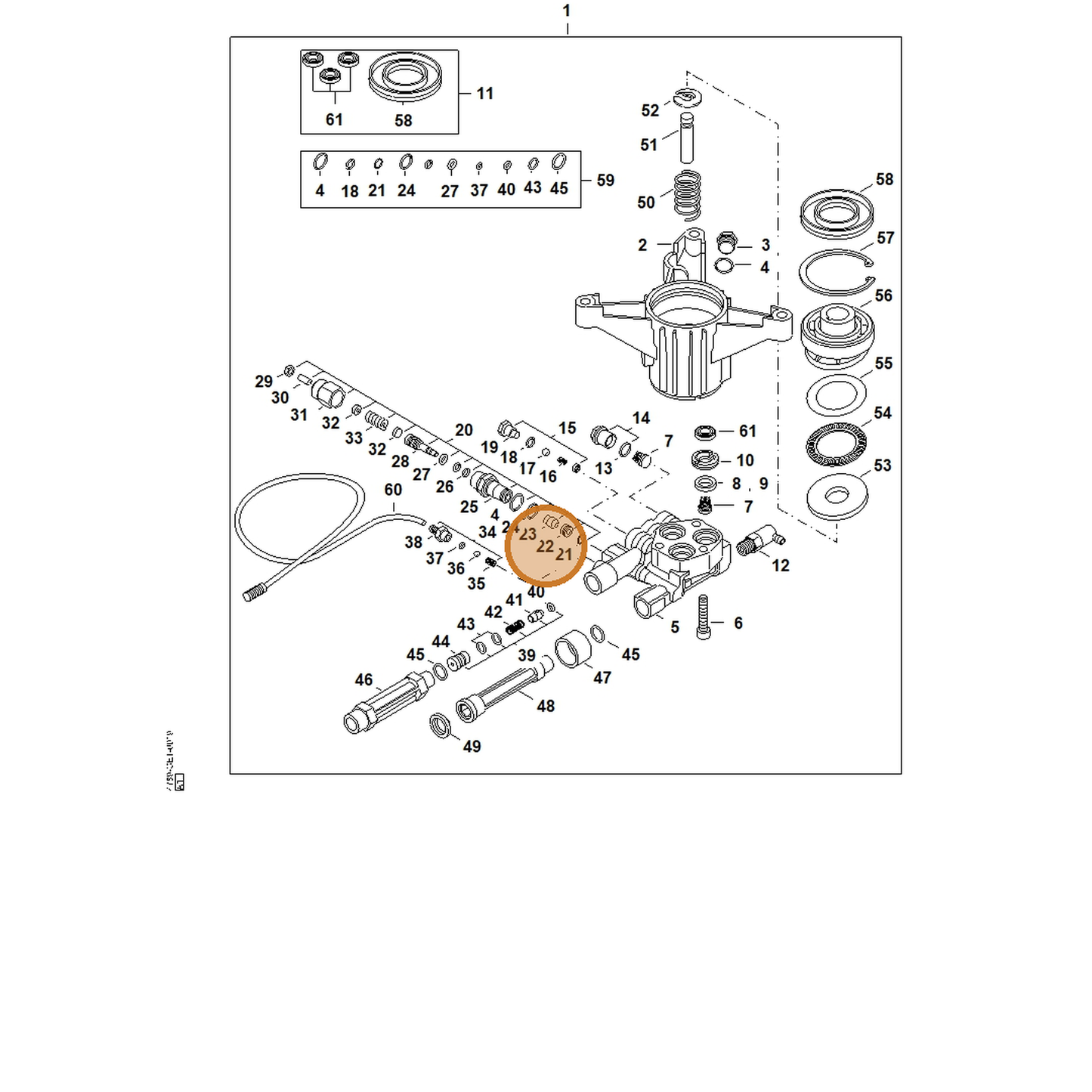 STIHL part 4789-705-1600 — IPL diagram snippet (6x zoom, amber highlight)