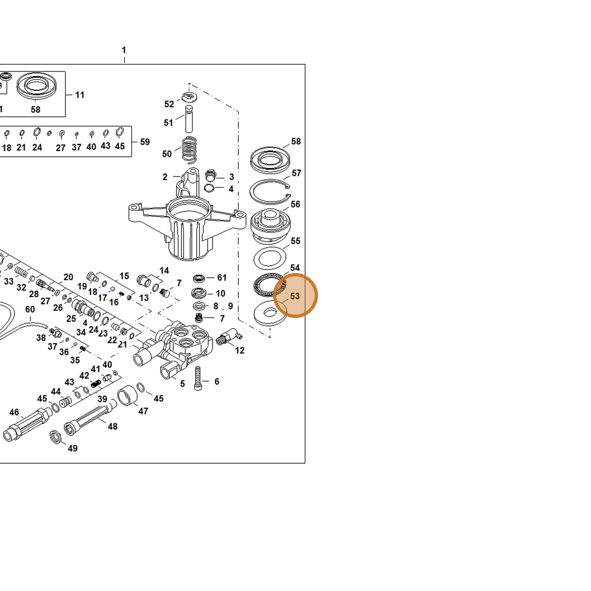 STIHL part 4789-708-3000 — IPL diagram snippet (6x zoom, amber highlight)