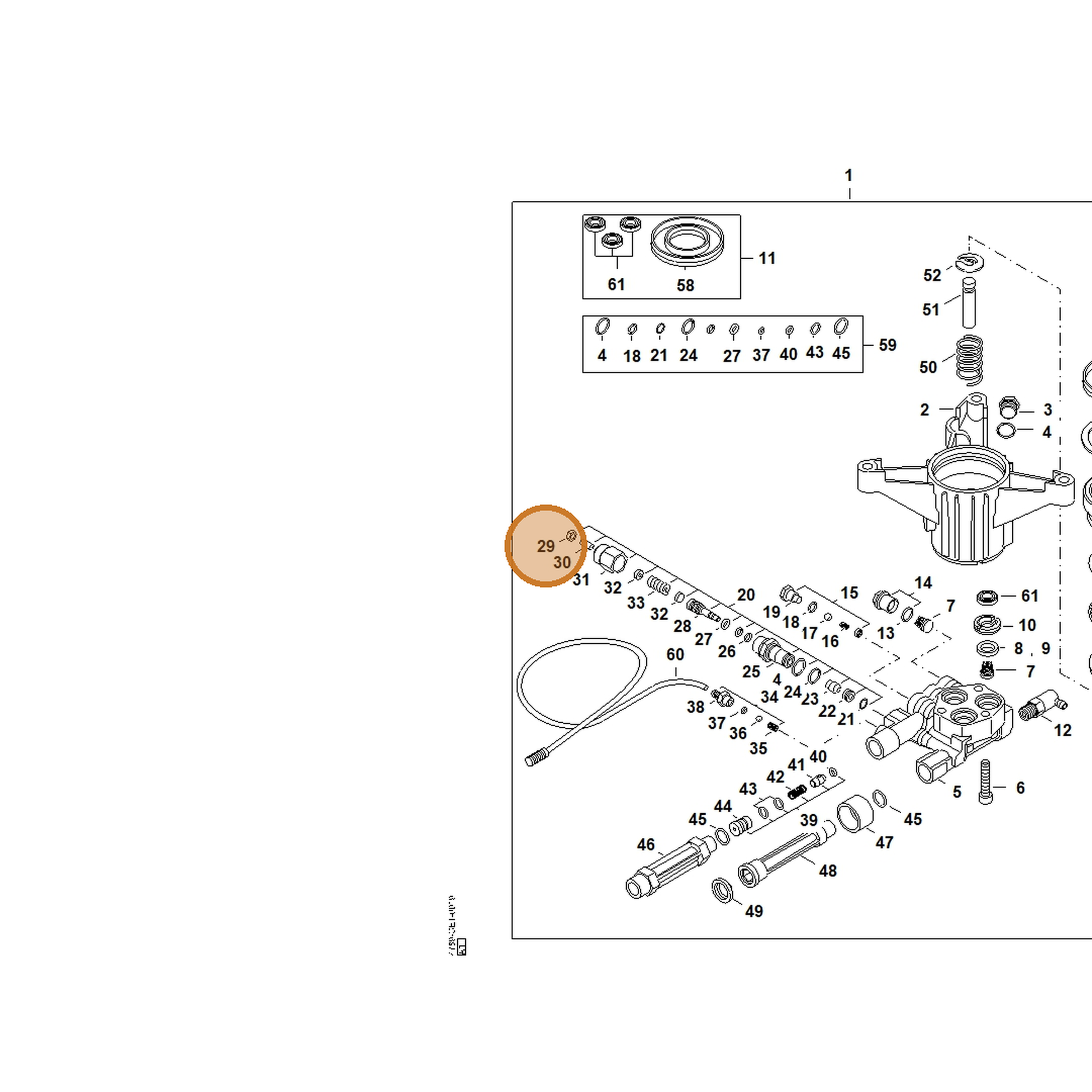 STIHL part 4789-708-8600 — IPL diagram snippet (6x zoom, amber highlight)