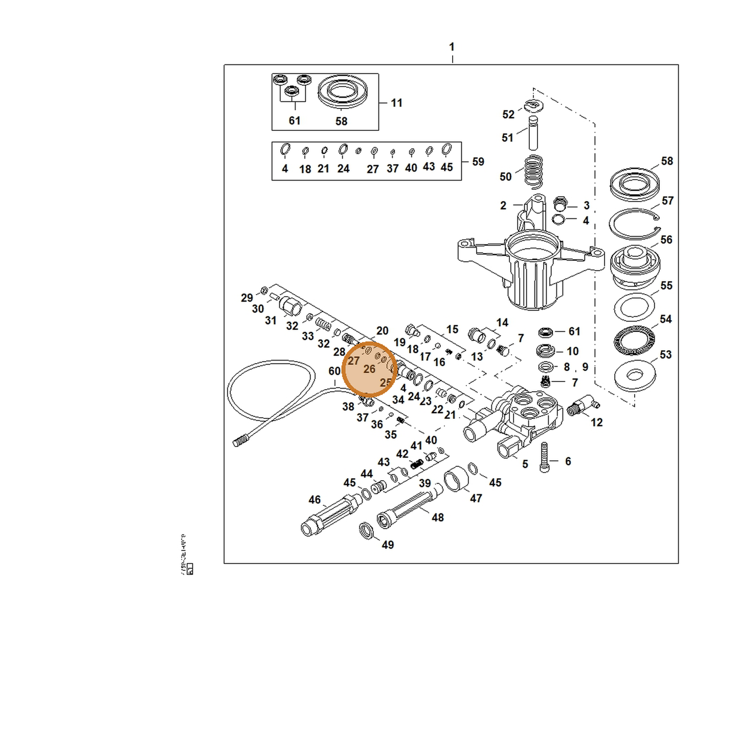 STIHL part 4789-709-2001 — IPL diagram snippet (6x zoom, amber highlight)