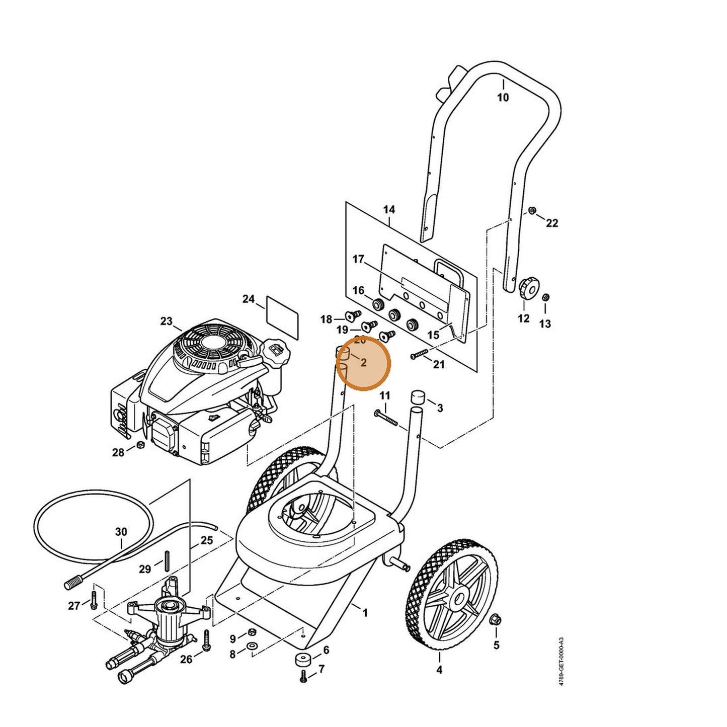STIHL part 4789-791-7300 — IPL diagram snippet (6x zoom, amber highlight)