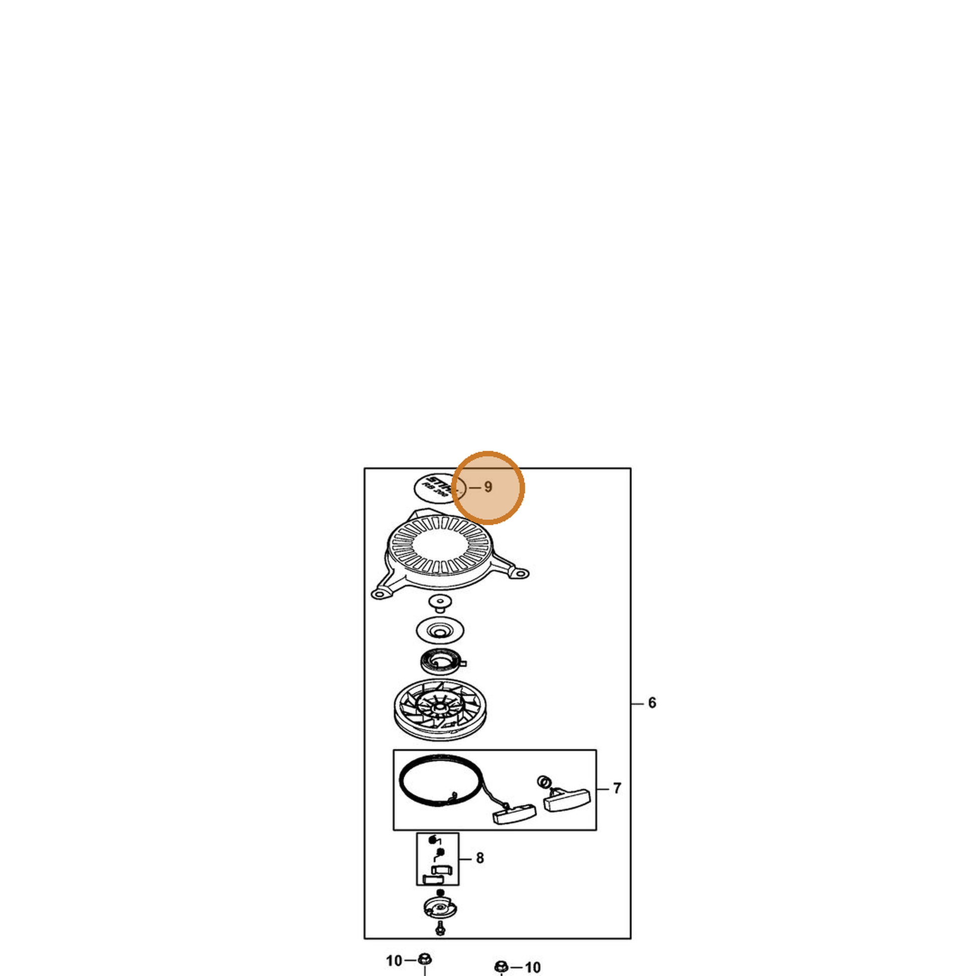 STIHL part 4789-967-1500 — IPL diagram snippet (6x zoom, amber highlight)