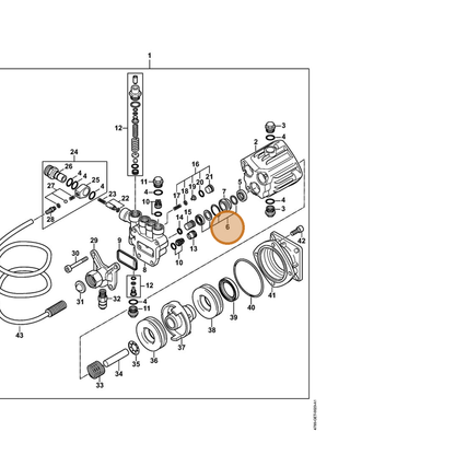 STIHL part 4790-007-1001 — IPL diagram snippet (6x zoom, amber highlight)