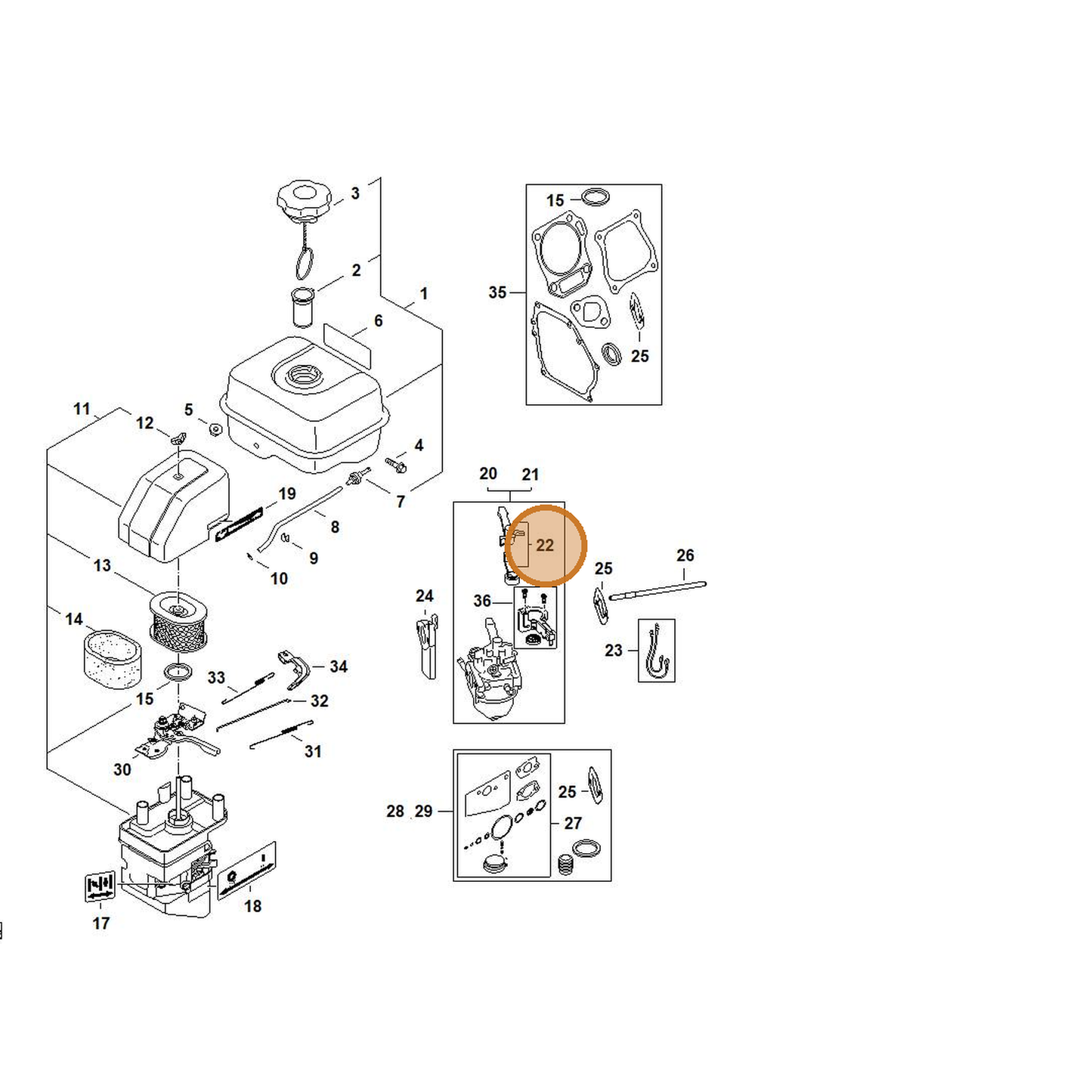 STIHL part 4790-007-1008 — IPL diagram snippet (6x zoom, amber highlight)