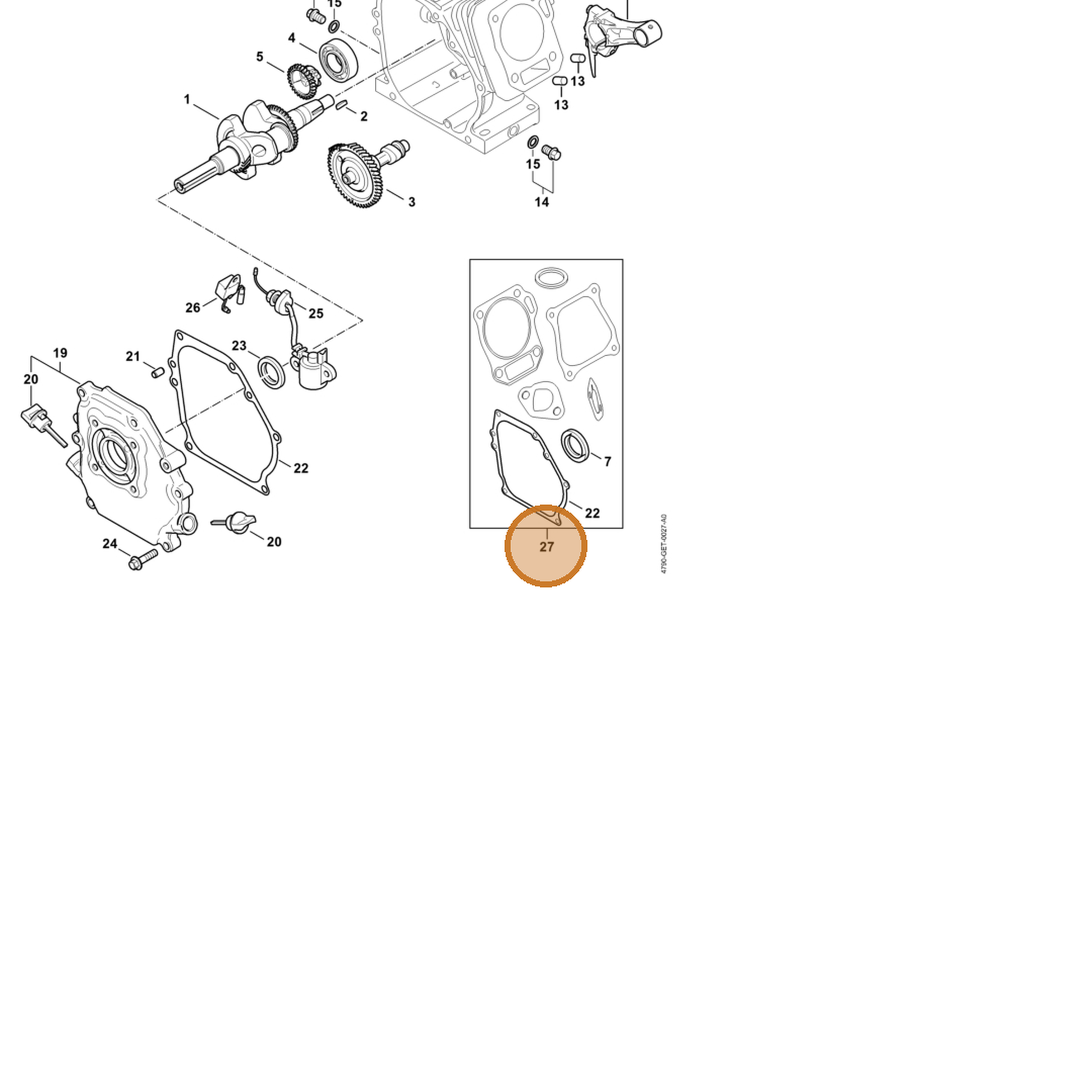 STIHL part 4790-007-1600 — IPL diagram snippet (6x zoom, amber highlight)