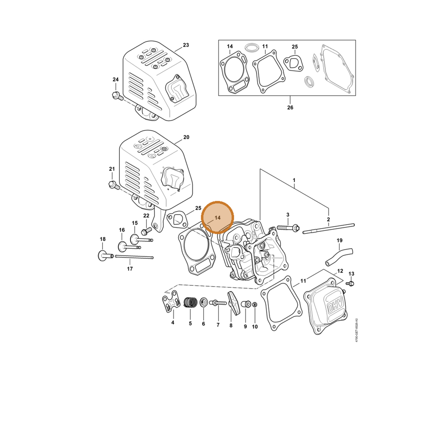 STIHL part 4790-007-1601 — IPL diagram snippet (6x zoom, amber highlight)
