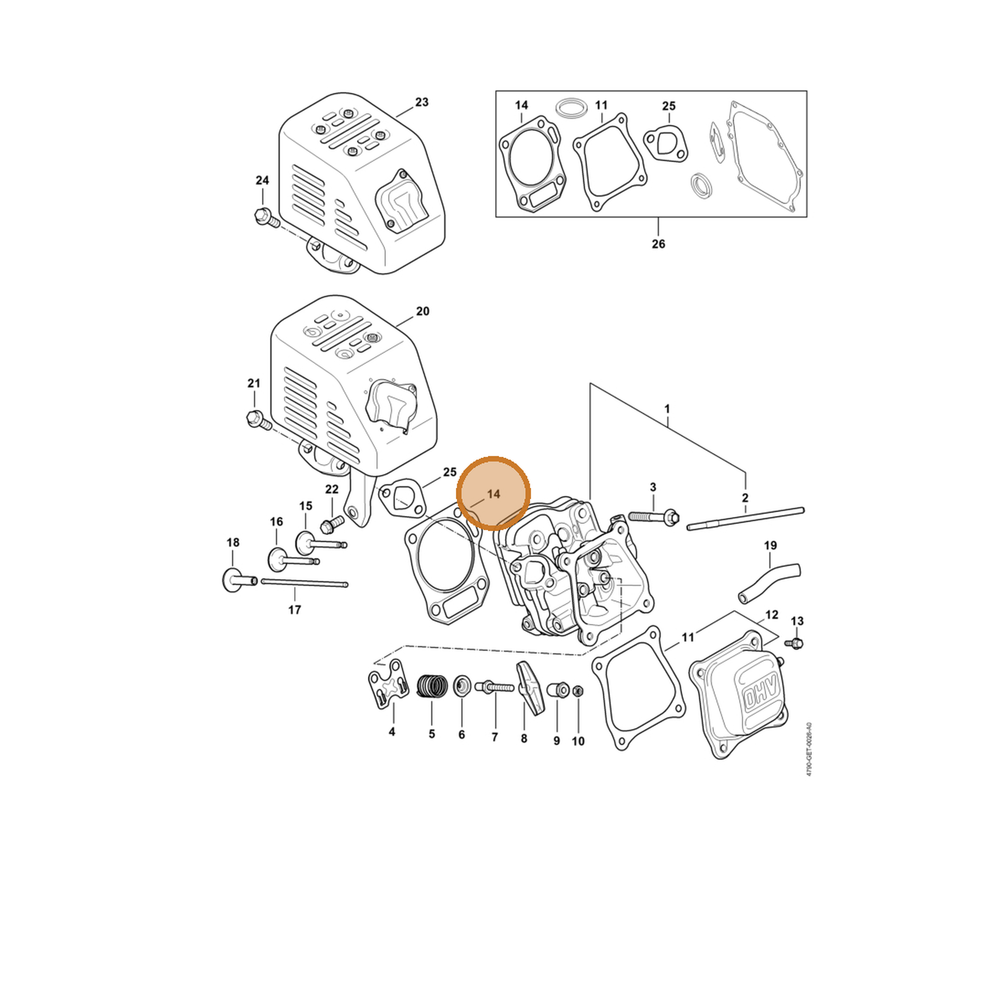 STIHL part 4790-007-1601 — IPL diagram snippet (6x zoom, amber highlight)