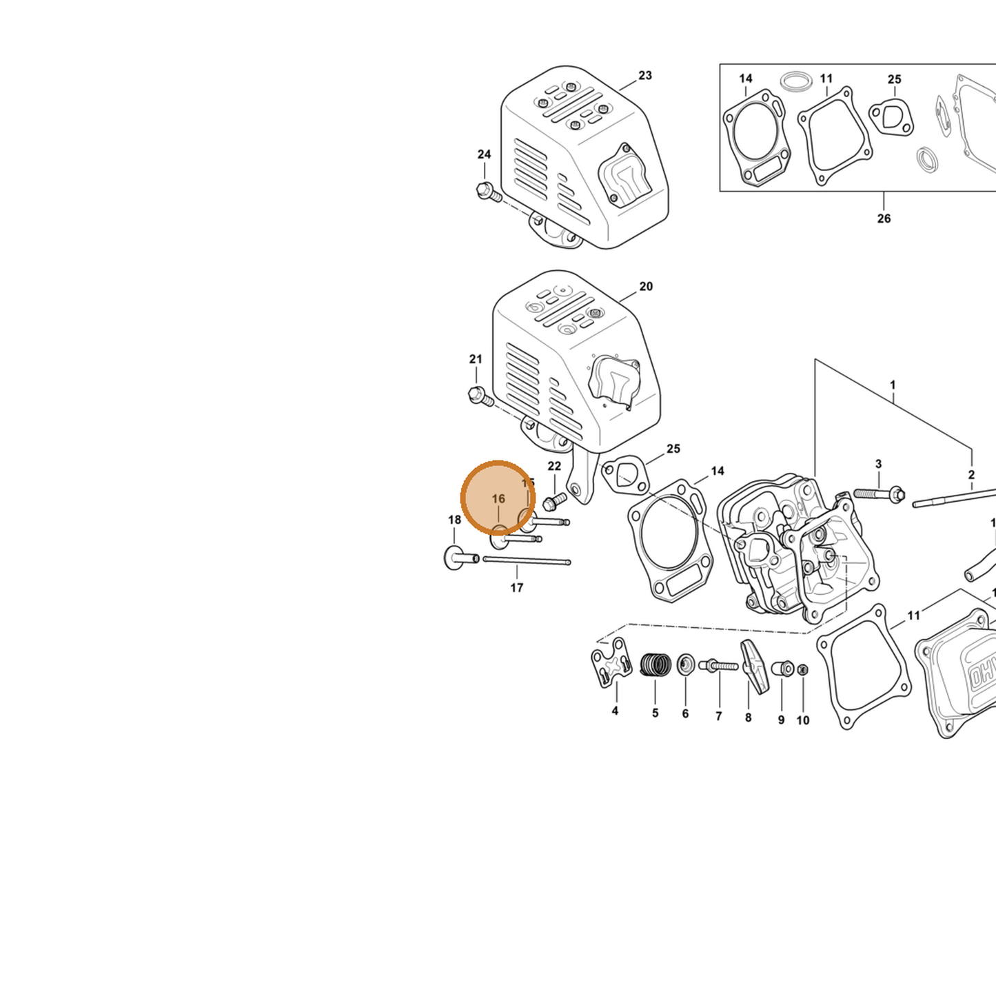 STIHL part 4790-025-1800 — IPL diagram snippet (6x zoom, amber highlight)